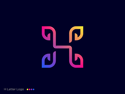 H Letter Logo branding colorful logo custom fonts floral geometric h logo h logomark leaves letter letter h logo logo design logomark logotype modern logo new shot trendy logomark vector