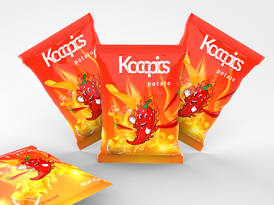 Chips Packaging Design | 3D Modeling | 3D Rendering 3d modeling 3d render ads design advertising branding chips packets dieline food and beverage food packaging foods packaging packaging design potato chips product design rendering spicy