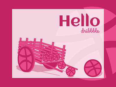 Hello dribbble (dribbble Wheelbarrow) art bangladesh dhaka first shot hello dribbble illustration logo new shot wheelbarrow