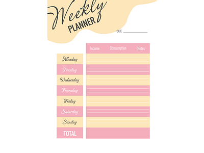 Planner for the week budget business finance planner saving week