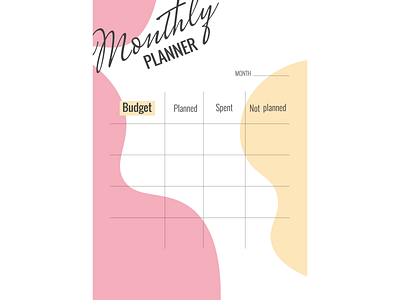 Monthly Planner budget business costs finance money month planner