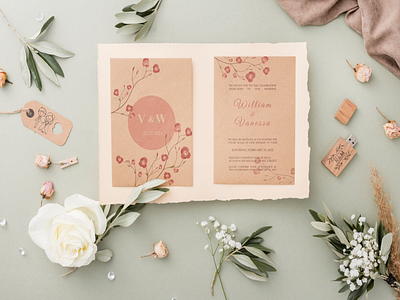 Wedding invitation mockup love mockup newlyweds rustic style wedding