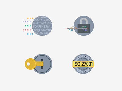 Bank-level security badge circle data encryption icons identity illustration key lock safety security yoti