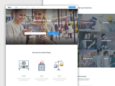 Yoti Website icons identity illustration layout responsive web design website yoti