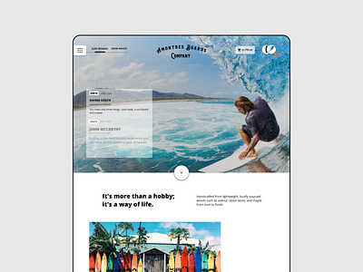 Surfboard company design landing page product design ui ux web design