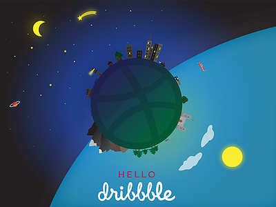 Hello Dribbble! debut dribbble illustration planet