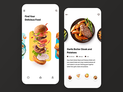 Food Delivery App app cards clean clean design design food app ios minimal mobile mobile app recipe ui ux