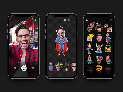 Stickerbox | Selfie AI | Sticker app ai app camera clean design design fun interface ios minimal mobile mobile app selfie sticker ui ux wireframe