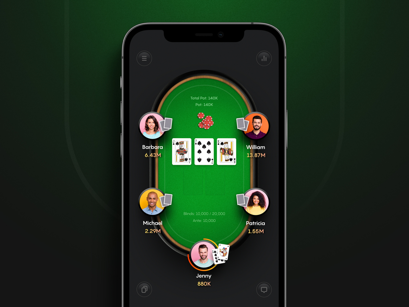Online Poker Casino App Game App by Ivan Saverchenko on Dribbble
