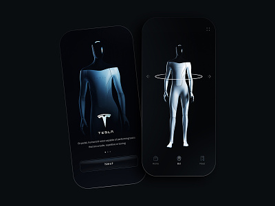 Tesla Bot | Concept bot clean clean design dark mode electric elonmusk future interface ios mobile mobile app product robot tesla ui ui design