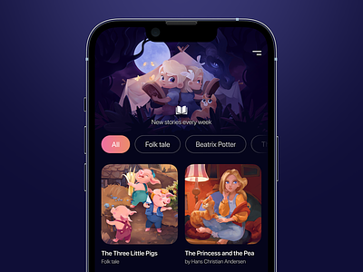 Meditation App | Fairy tales for children alarm app bedtime dream fairy fairytale illustration meditation mobile relax sleep story ui usability ux
