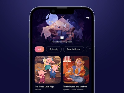 Meditation App | Fairy tales for children alarm app bedtime dream fairy fairytale illustration meditation mobile relax sleep story ui usability ux