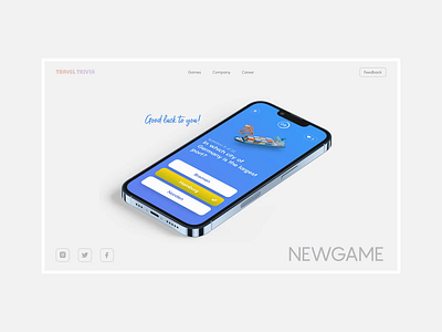 TravelTrivia - Landing Page | Quiz | Game App clean de clean design game app game ui landing landingpage minimal mobile app quiz score trivia ux web design