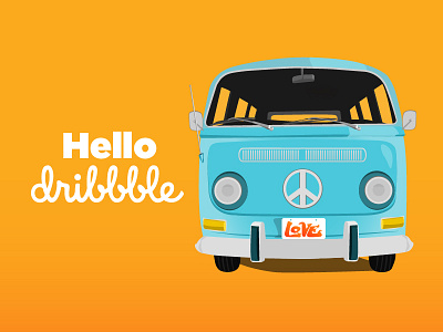 Hello Dribbble! bus debut hello illustration love