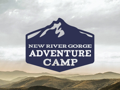 New River Camp Logo adventure branding camp hipster logo mountains