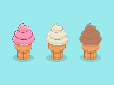 Ice-Cream Cones chocolate cone design ice cream illustration illustrator strawberry vanilla