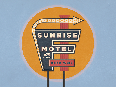 Sunrise Motel illustration motel retro sign sunrise