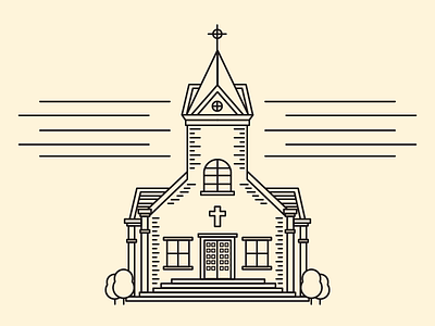 Country Church 2 building church country illustration line