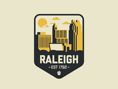 Raleigh, NC acorn badge city of oaks downtown illustrator north carolina oak raleigh triangle