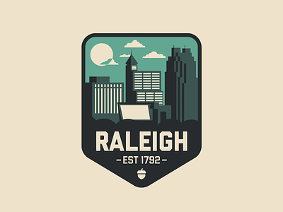 Raleigh, NC – V2 acorn badge city of oaks downtown illustrator north carolina oak raleigh triangle