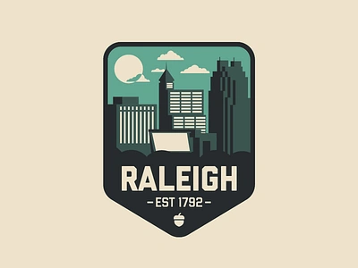 Raleigh, NC – V2 acorn badge city of oaks downtown illustrator north carolina oak raleigh triangle