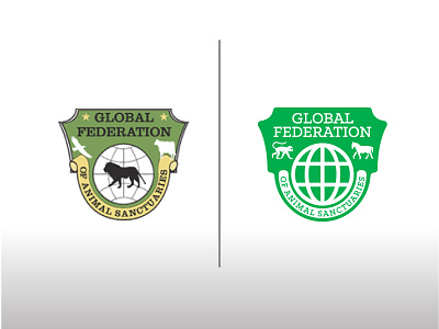 Global Federation of Animal Sanctuaries animals branding design globe green logo rework seal