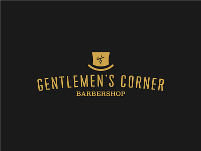 Gentleman's Corner barber barbershop black branding gold hat logo top