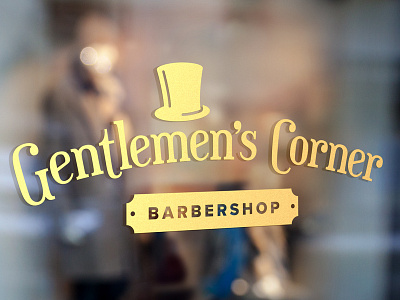 Gentleman's Corner Updated barber barbershop black branding gold hat logo top