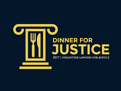 Dinner for Justice design food fundraiser justice lawyers logo