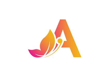 letter A added butterfly icon design symbol