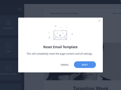 Reset Email Template email modal reset window