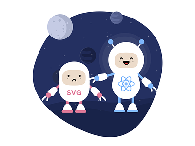 An SVG's Tale blue cute cyborg friends illustration kawaii pink planet svg