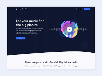Soundtracktor Landing Page composers music startup