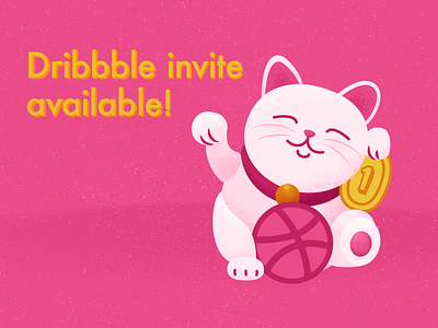 Let's Get Dribblin' (Invite Giveaway!) best shot cat coin contest drafted dribbble dribbble invite giveaway illustraion invitation invite kitty lucky pink prospect yay