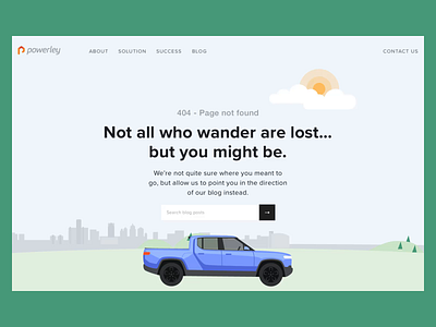 404 - Not all who wander are lost.... 404 404 error 404 page animation detroit electric car energy michigan powerley renewable energy skyline solar wind windmill