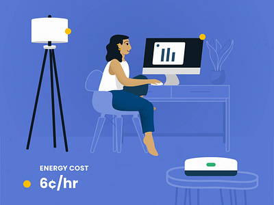 The more you're aware, the more you can save on energy costs. animation bill computer cost desk education electricity energy finance illustration lamp powerley smart home workspace