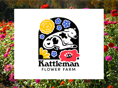 Logo - Kattleman Flower Farm 🐮🌻 branding cow daisy farm floral flowers illustration logo small business sunflower zinnia