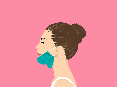 Beauty woman wearing healthy mask vector illustration.