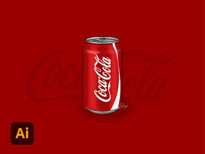 Coca-Cola Can Vector Illustration adobeillustrator art cocacola design graphic design illustration illustrator tutorial vector vectorart youtube