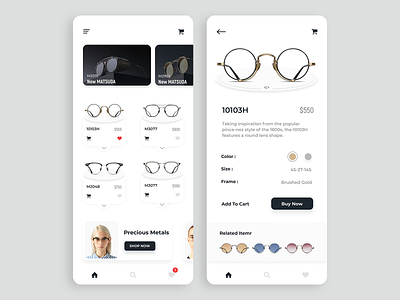 Glasses shop UI mobile mobile app design shop ui uidesign