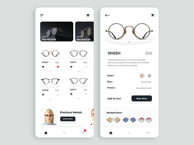 Glasses shop UI