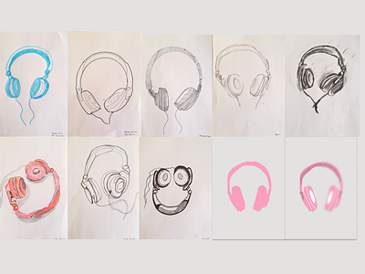 A denotative study of headphones graphic design sketch