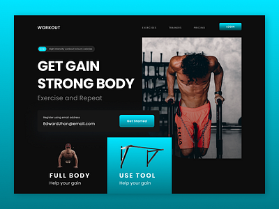 #Exploration - Hero Section Get Gain Strong Body figma hero section landing page ui user interface