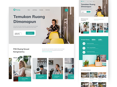 Ruang - Find Working Place Website design figma hero section landing page landingpage ui user interface