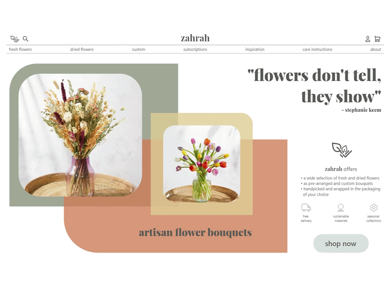 zahrah - florist website