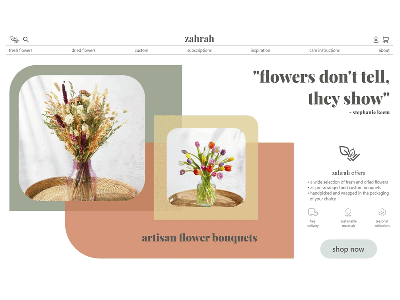 zahrah - florist website colorful design florist flower mobile responsive ui uidesign uiux ux uxdesign web webdesign website