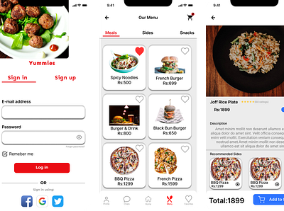 Food App UI branding design illustration logo prototyping typography ui ux vector wireframe