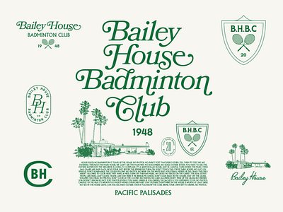 Bailey House Badminton Club 1950s 1960s apparel badminton club golf illustration illustration design logo retro sports tennis tshirt vintage logo