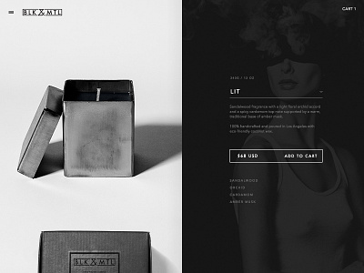 BLK & MTL black and white candle fragrance minimal modern ui ux website