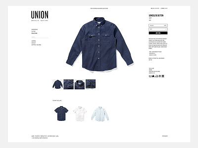 Union Product Detail apparel clean clothing ecommerce fashion minimal product shop shopify website white